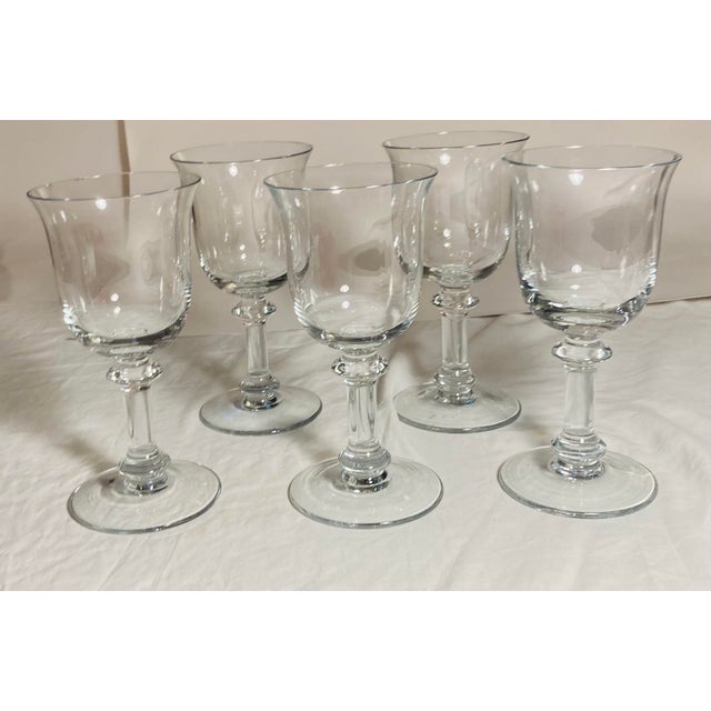Classical Roman Set of Five Heavy Crystal Glass Goblets For Sale - Image 3 of 8