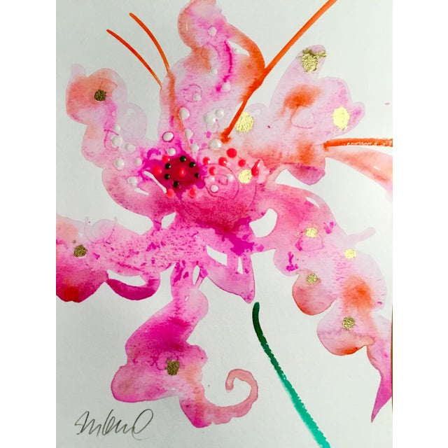 Boho Chic Original Stargazer Lavern Watercolor Painting For Sale - Image 3 of 3