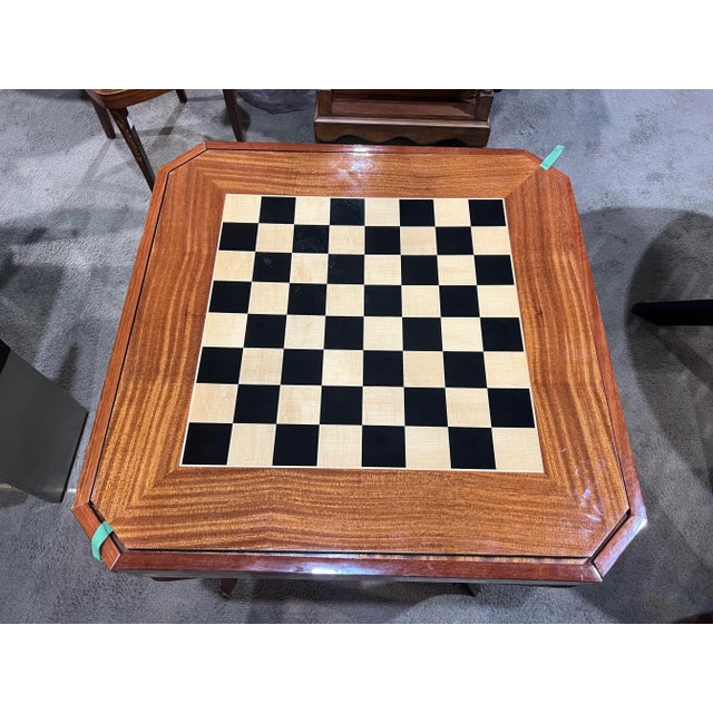 Early 21st Century Brown Italian Marquetry Floral Poker Table Set of 7 For Sale - Image 5 of 12