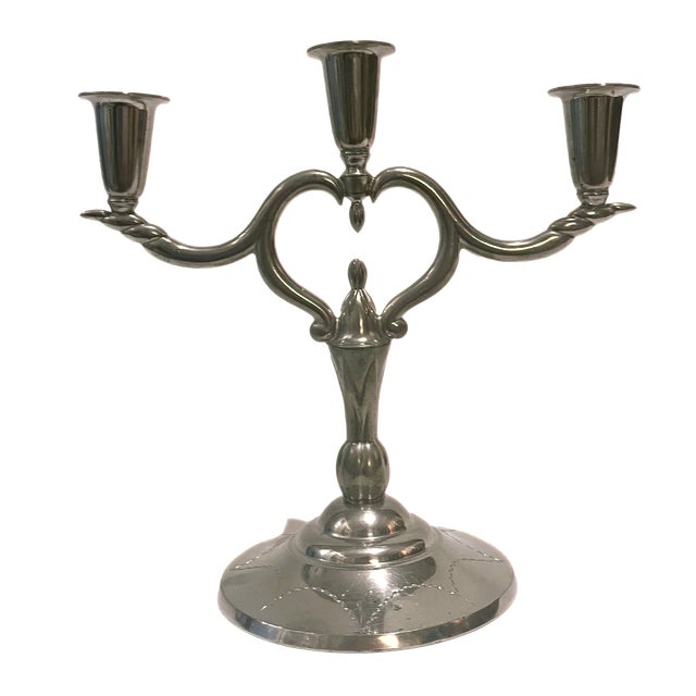 Vintage 3-Armed Pewter Candleholder from L & L Svenskt Tenn, Sweden For Sale