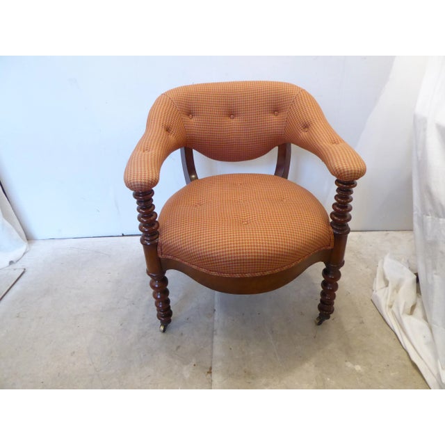 Antique English Victorian Upholstered Desk Chair For Sale In Boston - Image 6 of 10