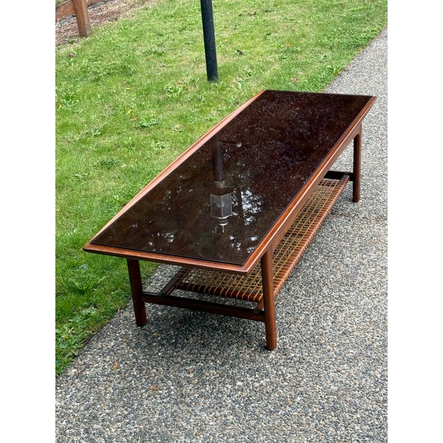Scandinavian Mid Century Modern Teak & Rattan Coffee Table by Dux For Sale - Image 9 of 10