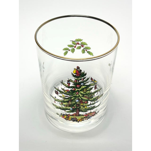 1990s 1990s Spode “Christmas Tree” Old Fashioned Tumbler Drinking Glasses - Set of 3 For Sale - Image 5 of 5