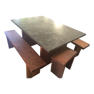 Holmes Wilson Concrete/Reclaimed Wood Dining Set For Sale