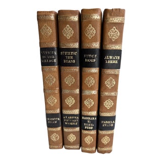 Leather Bound Gold Gilt Books - Set of 4 For Sale
