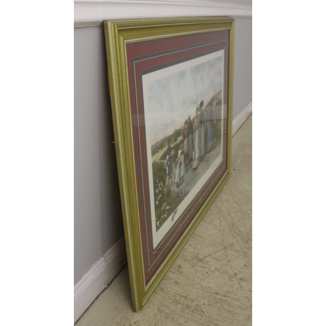 Traditional Large Colored Engraving Print of Woman in Field For Sale - Image 3 of 13