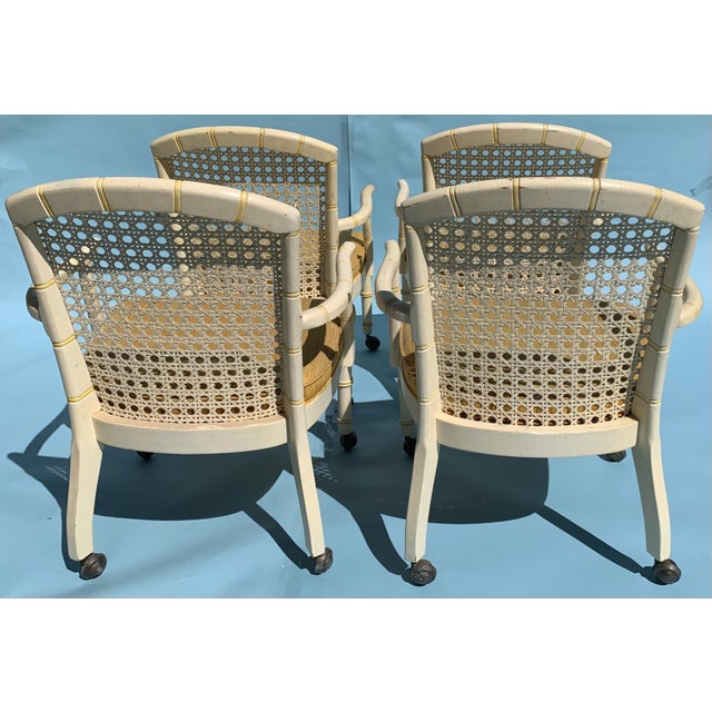 1960s Mid Century Yellow Cane Backed Chairs, Set of 4 For Sale In Los Angeles - Image 6 of 9