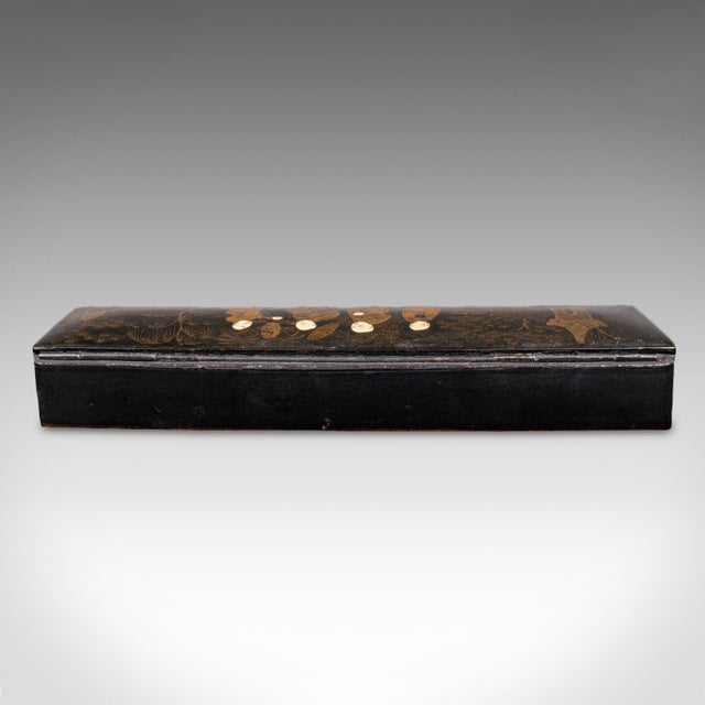 Late 19th Century Antique Calligrapher's Pen Box, Lacquered, Quill Case, Chinoiserie, Victorian For Sale - Image 5 of 11