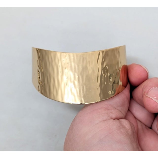 Gold Vintage C1976 Signed Napier Goldtone Wavy Cuff Bracelet For Sale - Image 8 of 16