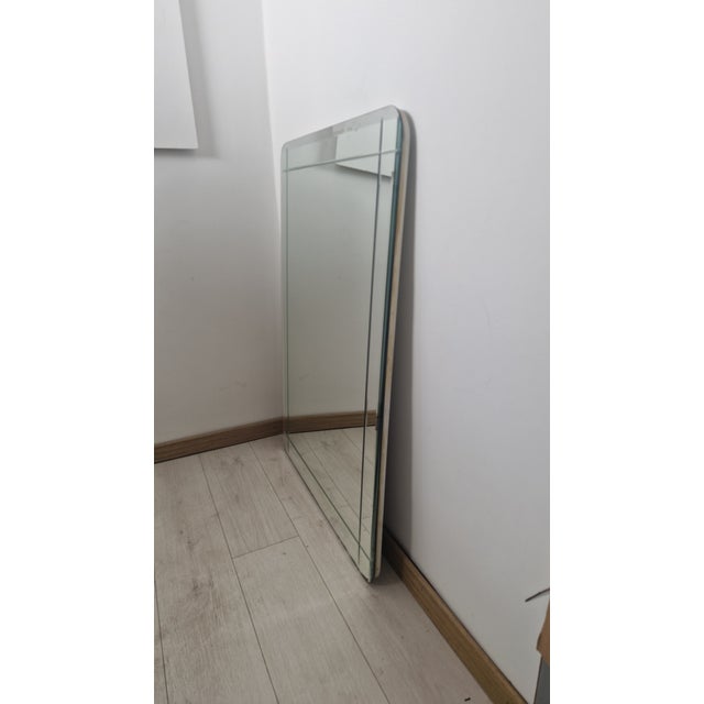 Mirror in Turin Finely Ground Grooves Wooden Structure from Cristal Art, 1970s For Sale - Image 4 of 12