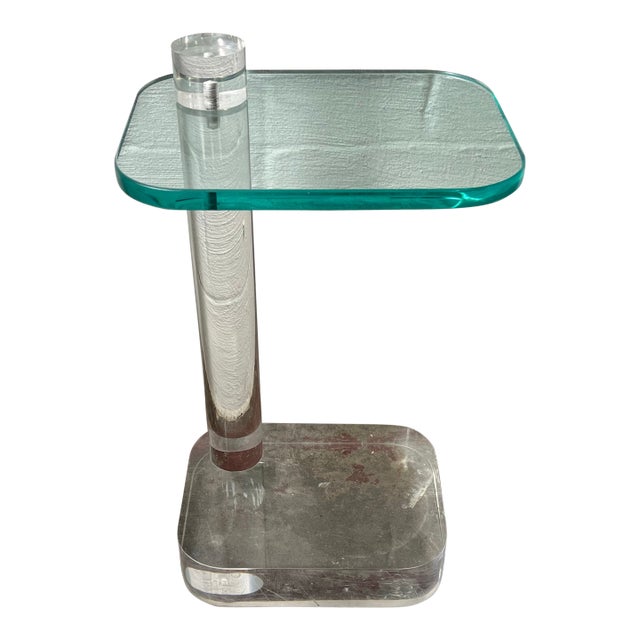Mid-Century Modern Lucite and Glass Drink or Side Table by Les Prismatiques For Sale