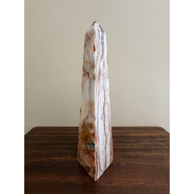 Gemstone Neoclassical Solid Marble Onyx Green and Brown Obelisk For Sale - Image 7 of 10