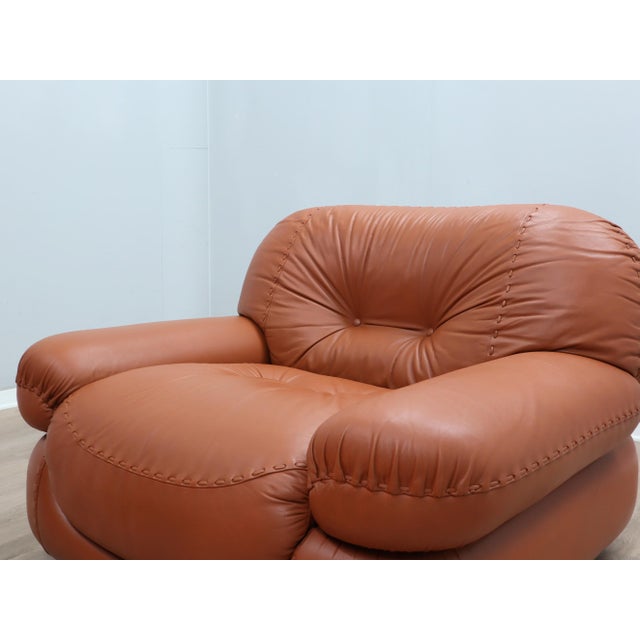 Sapporo Cognac Leather Chairs from Mobil Girgi, 1970s, Set of 2 For Sale - Image 4 of 18