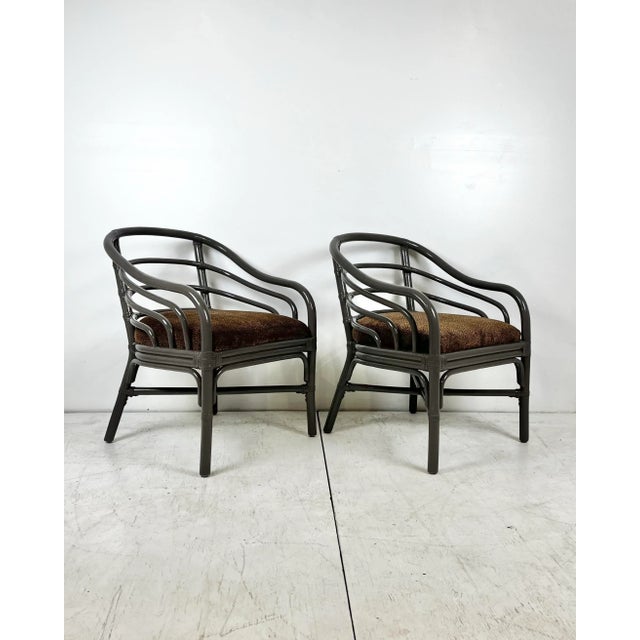 Vintage Lacquered Rattan Chairs- A Pair For Sale - Image 11 of 12
