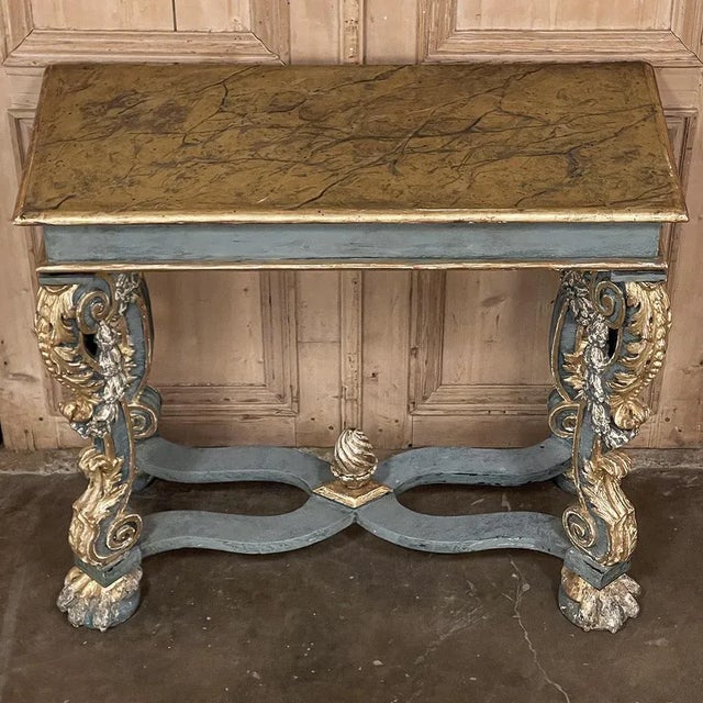 Early 19th Century Italian Baroque Faux-Sienna Marble Console For Sale - Image 4 of 18