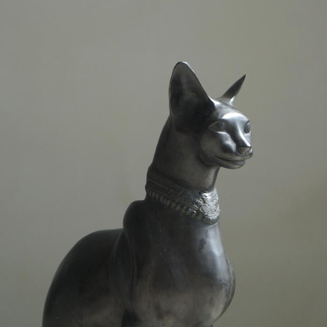 Large Vintage Egyptian Revival Cat Sculpture, 1970s For Sale - Image 3 of 18