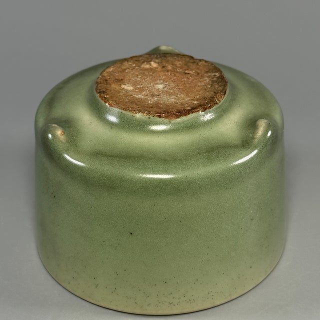 Vintage Chinese Longquan Celadon Cylindrical Tripod Censer, Collectible For Sale - Image 4 of 5
