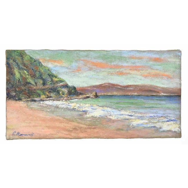 Pino Romanò, View of the Strait of Messina, Oil Painting, 1990s For Sale - Image 3 of 5