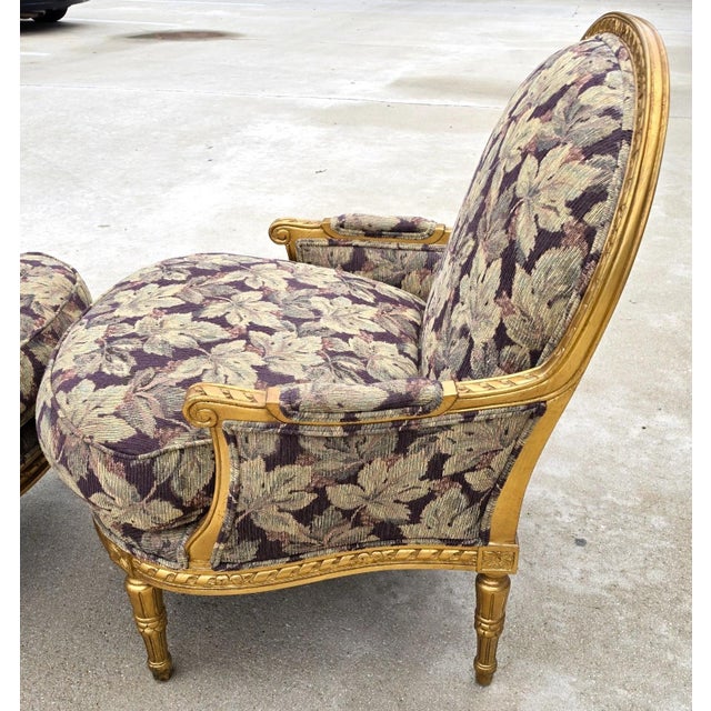 Dm D & D Building Nyc French Louis XVI Style Giltwood Oversized Bergère Armchairs For Sale - Image 10 of 15