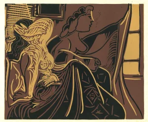Deux Femmes près de la Fenetre - Original Linocut After Pablo Picasso - 1962 1962