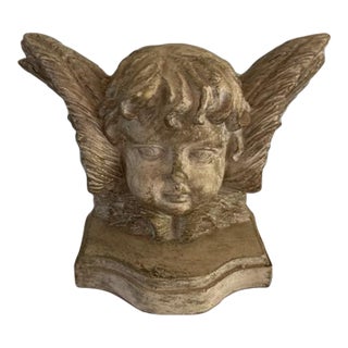 Vintage Gothic Angel Cherub Cast Stone Bookend or Accent Decor For Sale