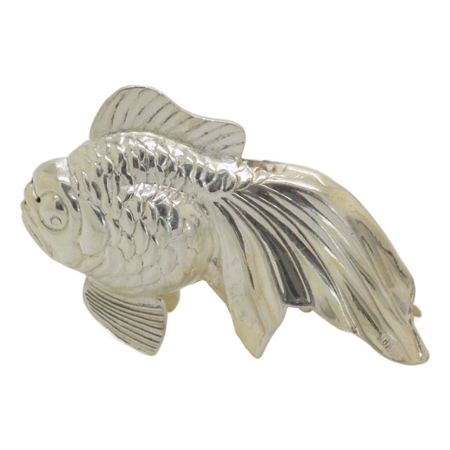 Vintage Hungarian Silver Tropical Fish Shaped Salt and Pepper Shaker, 1950s For Sale