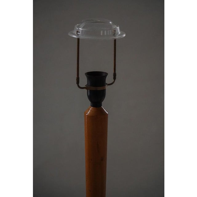 Early 20th Century Art Deco Danish Wooden Table Lamp with Floral Shade, 1920s For Sale - Image 9 of 18