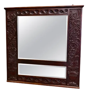 Large Carved Oak Wall Mirror