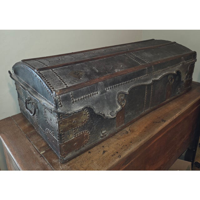 Dome Leather Trunk Owned by Dn. Raphael Zambrano For Sale - Image 4 of 11
