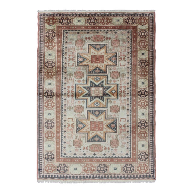 Vintage Turkish Medallion Rug With Tribal Medallion Design For Sale