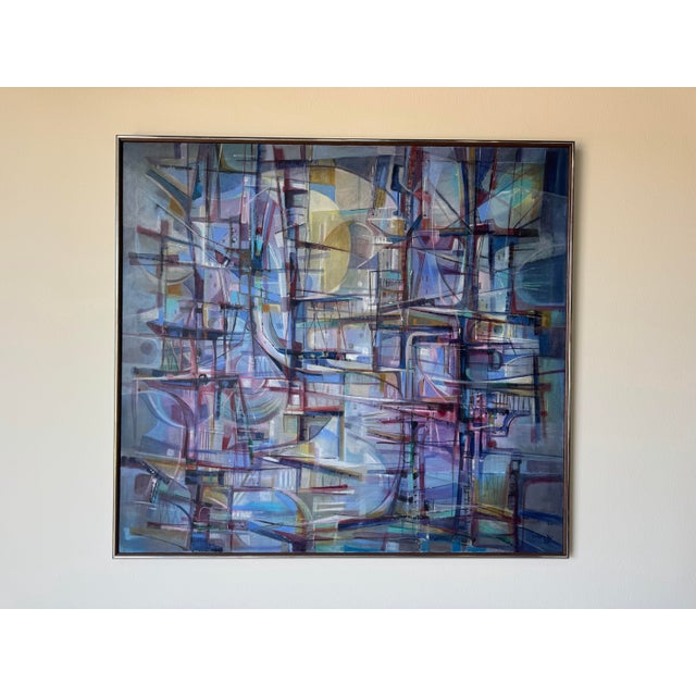 Mid-Century Modern 1970’s Oswaldo Gutierrez (1917– ) Cuban Expressionist Abstract Oil on Canvas Painting For Sale - Image 3 of 11