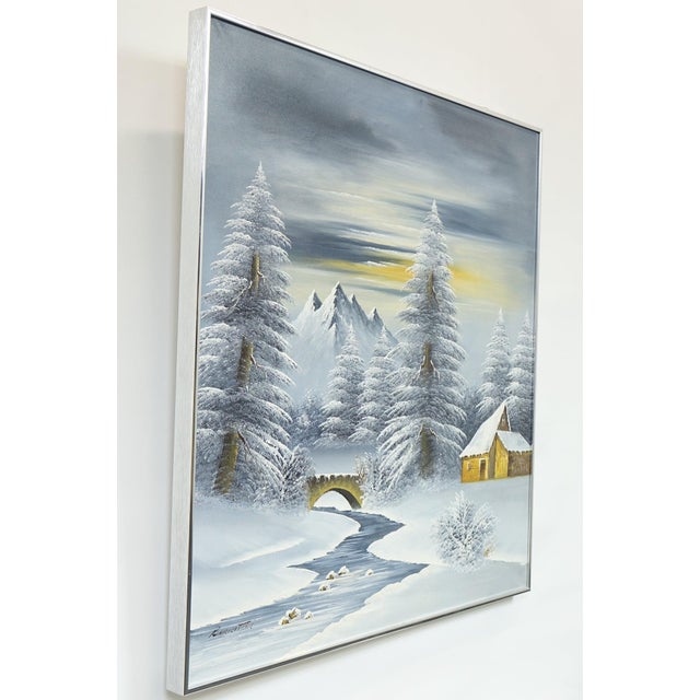 Mid 20th Century Mountain Silence" - Original Oil on Canvas Signed For Sale - Image 9 of 9