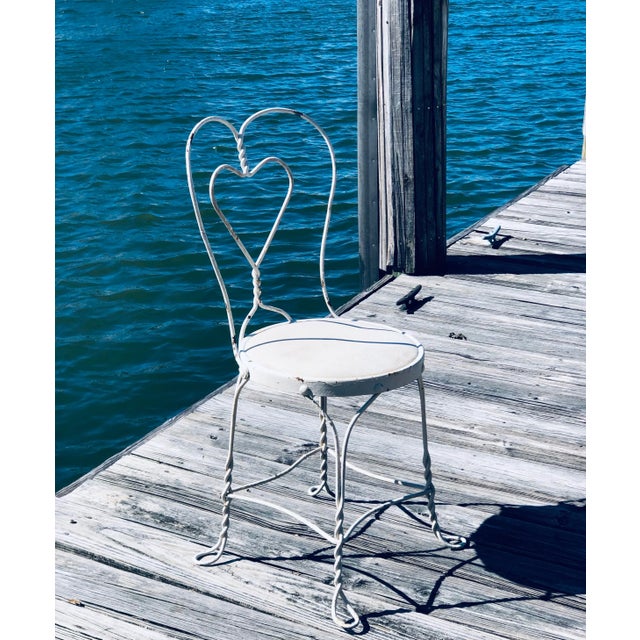 Fabulous and very sturdy untouched/original paint circa 1930s ice cream parlor chair. This sought after heart-backed chair...