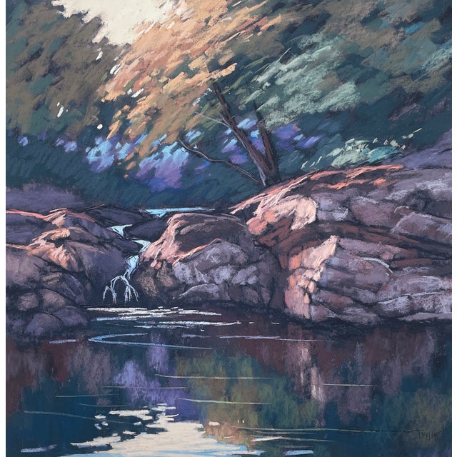Waterfall Under Tree Canopies, Contemporary Impressionist, Iris Giclee, Artist Dianne Grammar For Sale