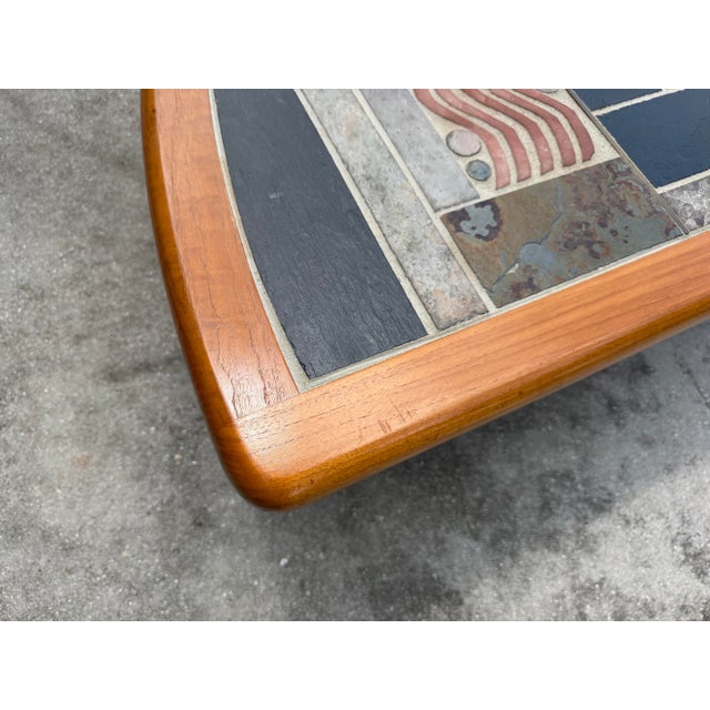 Vintage Signed Sallingboe Danish Modern Mosaic Slate & Ceramic Tile Cocktail Table For Sale - Image 12 of 12