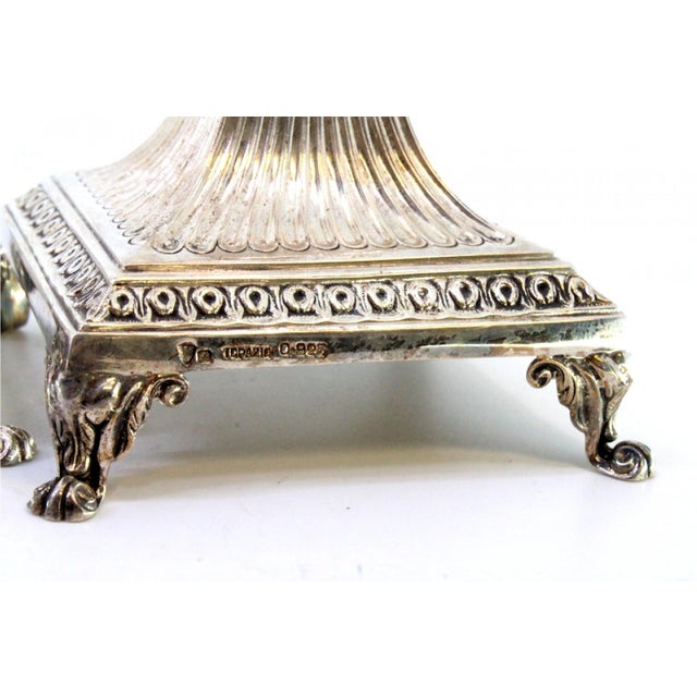 Silver Candlesticks with Fluted Friezes, Square Shafts and Raised Feet, Set of 2 For Sale - Image 4 of 10