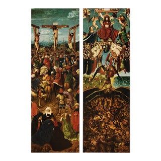 1956 After Hubert Van Eyck "The Crucifixion and the Last Judgment", Vintage Prints - Set of 2 For Sale