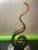 1960s MCM Murano Style Amber Green 15” Glass Swirl Sculpture Hand Blown Ribbon Glass Figurine For Sale - Image 5 of 11
