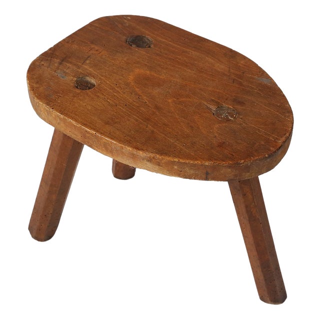 Rustic Wooden Tripod Stool, France, 1920s For Sale