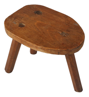 Rustic Wooden Tripod Stool, France, 1920s
