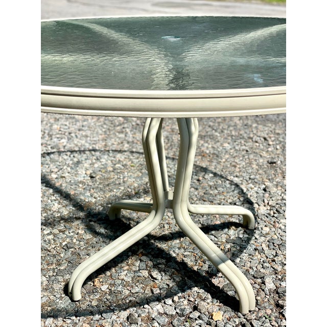 Vintage Mid Century Modern Brown Jordan Outdoor Glass Top Dining Table