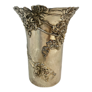 1960’s Vera Lucino Silver Plate Over Brass Grapevine Wine Cooler or Vase