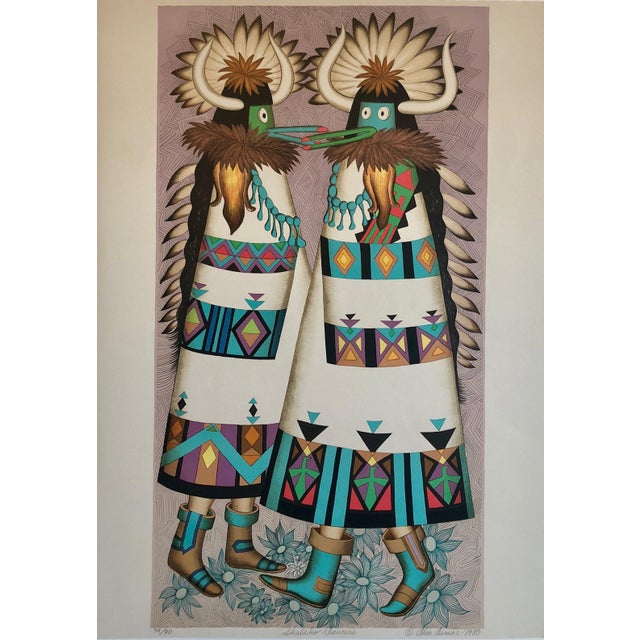 Alice Asmar, Shalako Dancer, Native American Indian Lithograph California Woman Artist, 1980 For Sale