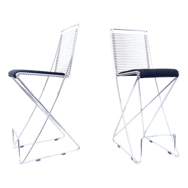 Kreuzschwinger Bar Stools by Till Behrens for Schlubach, 1980s, Set of 2 For Sale