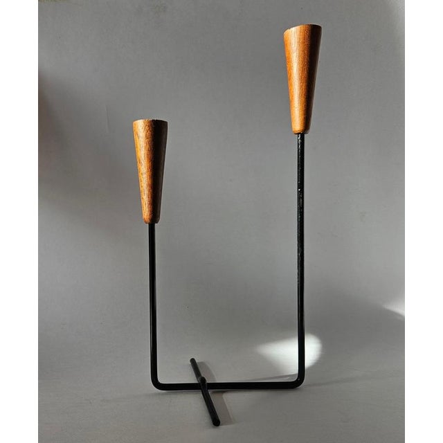 Mid-Century Teak and Metal Candleholder, 1960s For Sale - Image 10 of 16