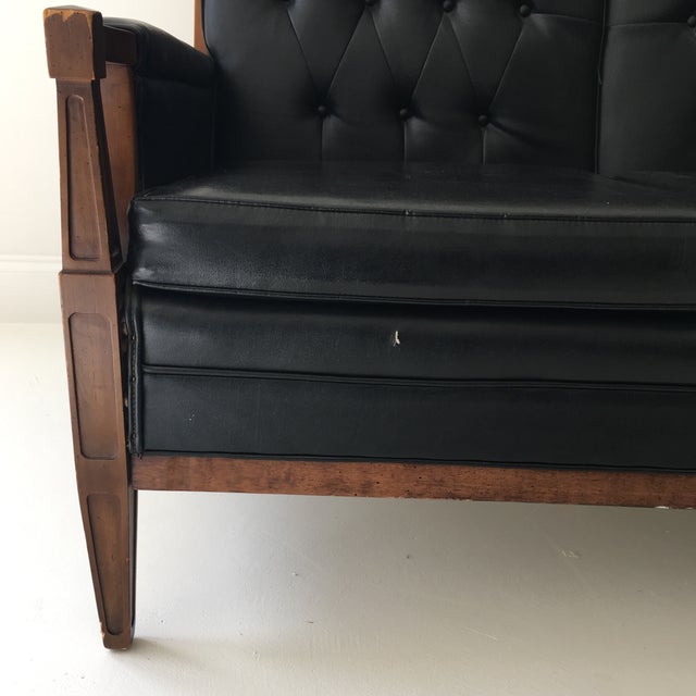 MidCentury Tufted Black Vinyl Sofa Chairish