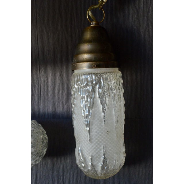 Art Deco Molded Glass and Brass Ceiling Lights, 1930s, Set of 4 For Sale - Image 18 of 18