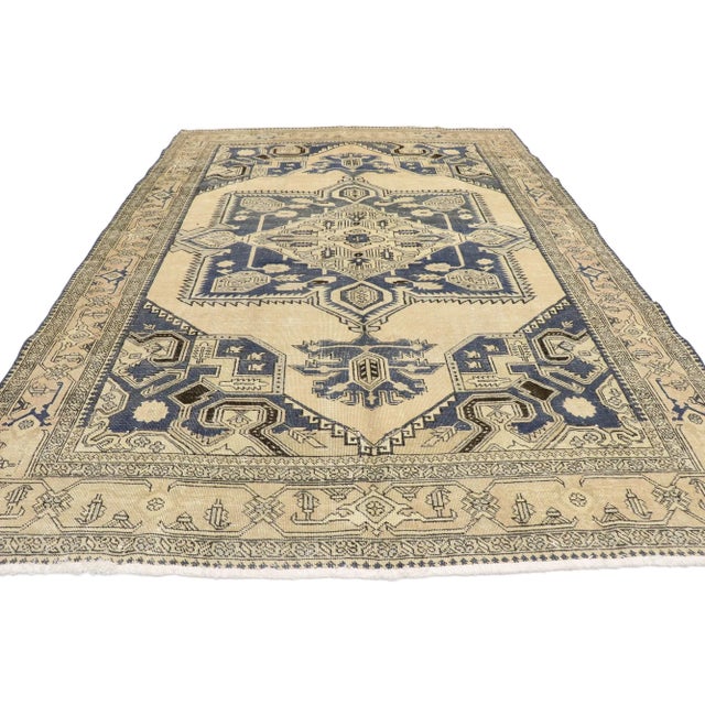 Modern Antique-Worn Persian Viss Rug - 06'11 X 09'10 For Sale - Image 3 of 11