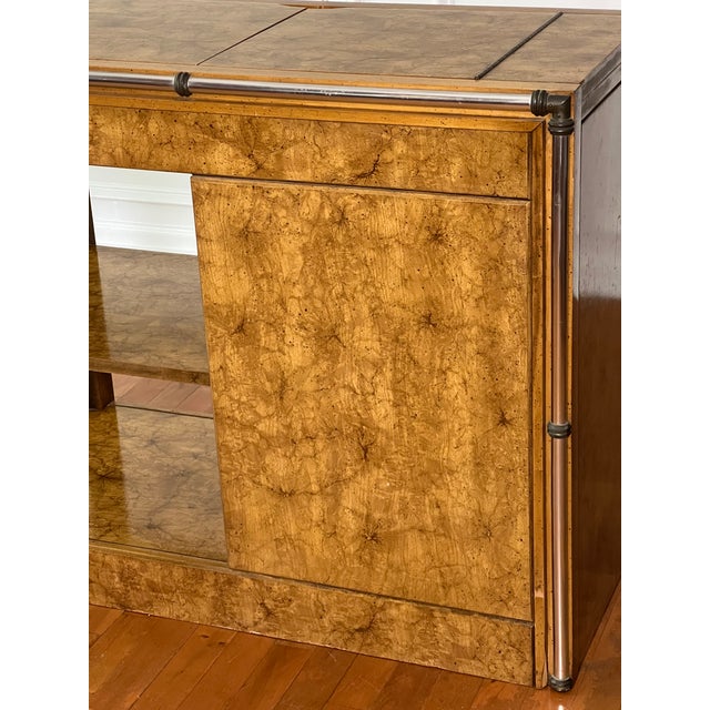 Midcentury Hollywood Regency Expandable Burl Wood Server For Sale - Image 13 of 18