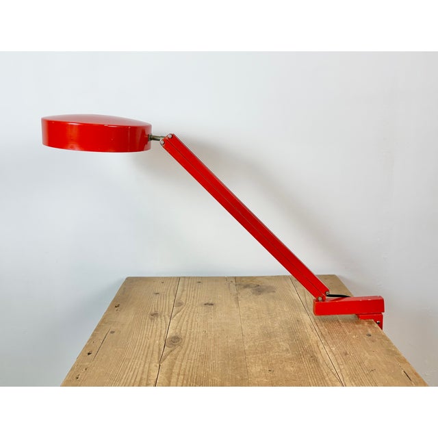 Industrial Vintage Adjustable Red Table Lamp, 1970s For Sale - Image 3 of 18
